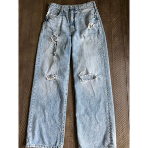 SOLD

 The High-Rise Relaxed Distressed Straight Jeans Size 27 Light Wash Denim